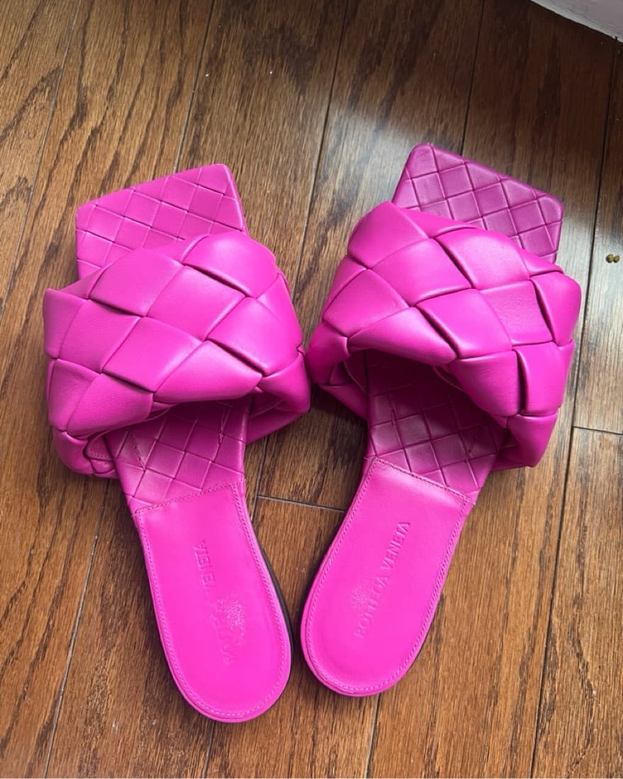Pink Bottega Venetta Sandals - Image 4