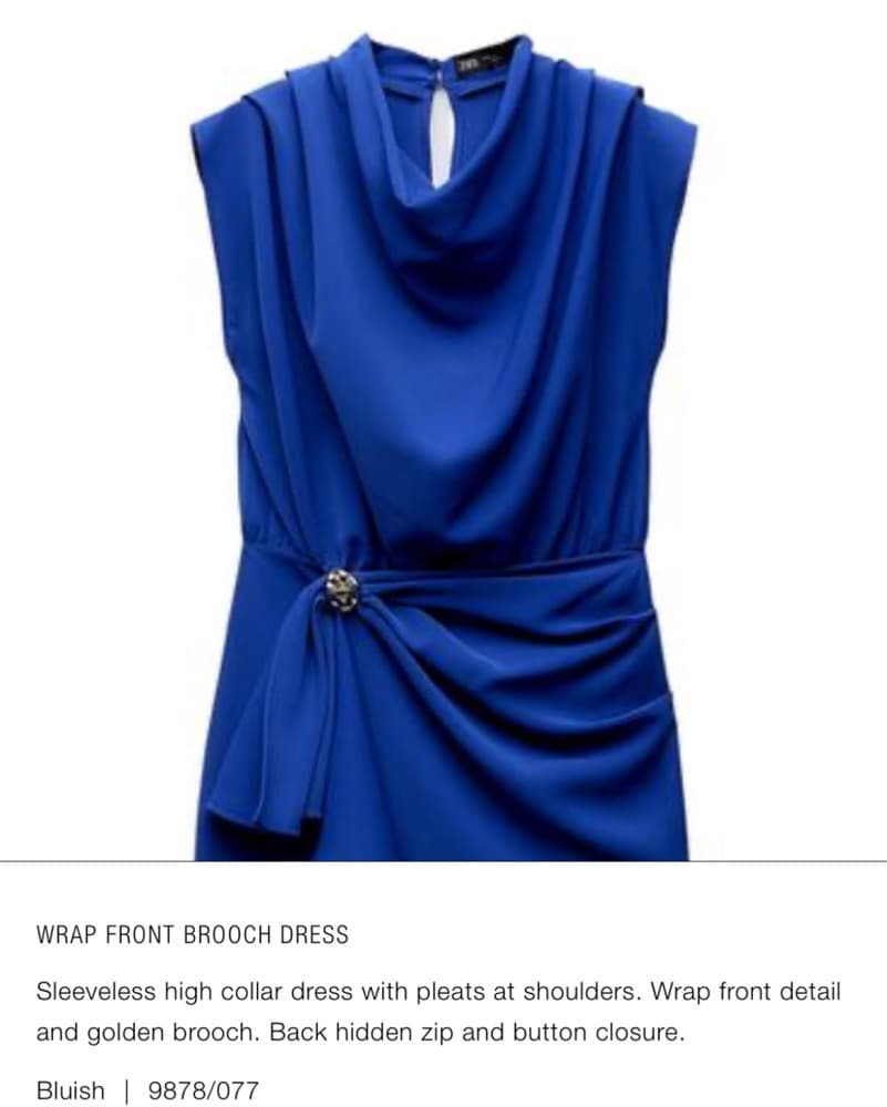 Zara Sleeveless Blue Wrap Dress - Image 5