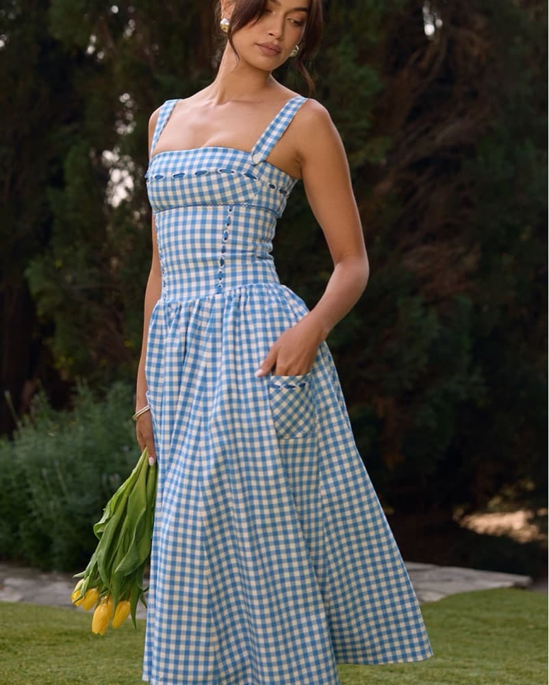 House Of CB Blue Gingham Sundress - Image 1