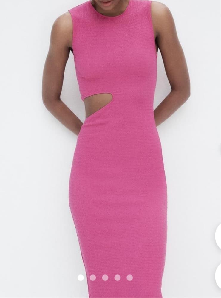 Vibrant Fuchsia Bodycon Midi Dress Zara - Image 1