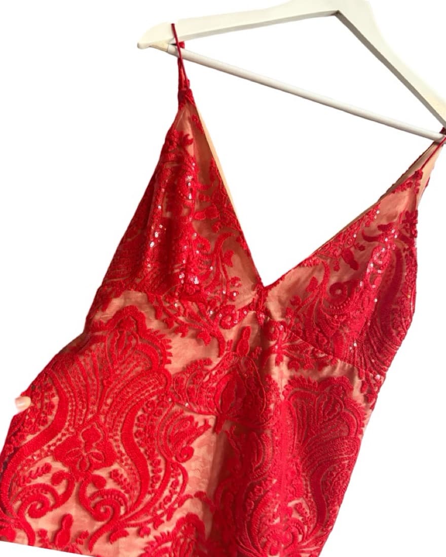 Free People Red Night Shimmers Dress - Image 6