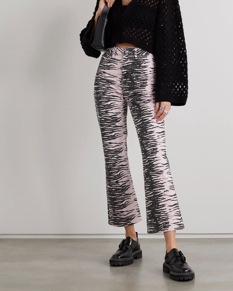 Ganni Betzy Tiger Stripe Kick Flare Jean - Image 2