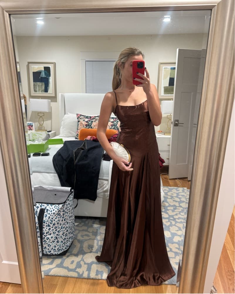 Brown Satin Slip Dress Corset  - Image 4