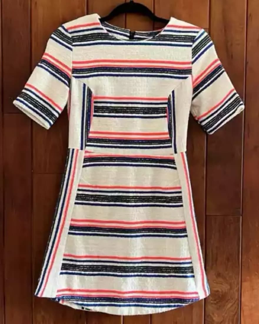 Topshop Neon Stripe Jacquard Dress - Image 2