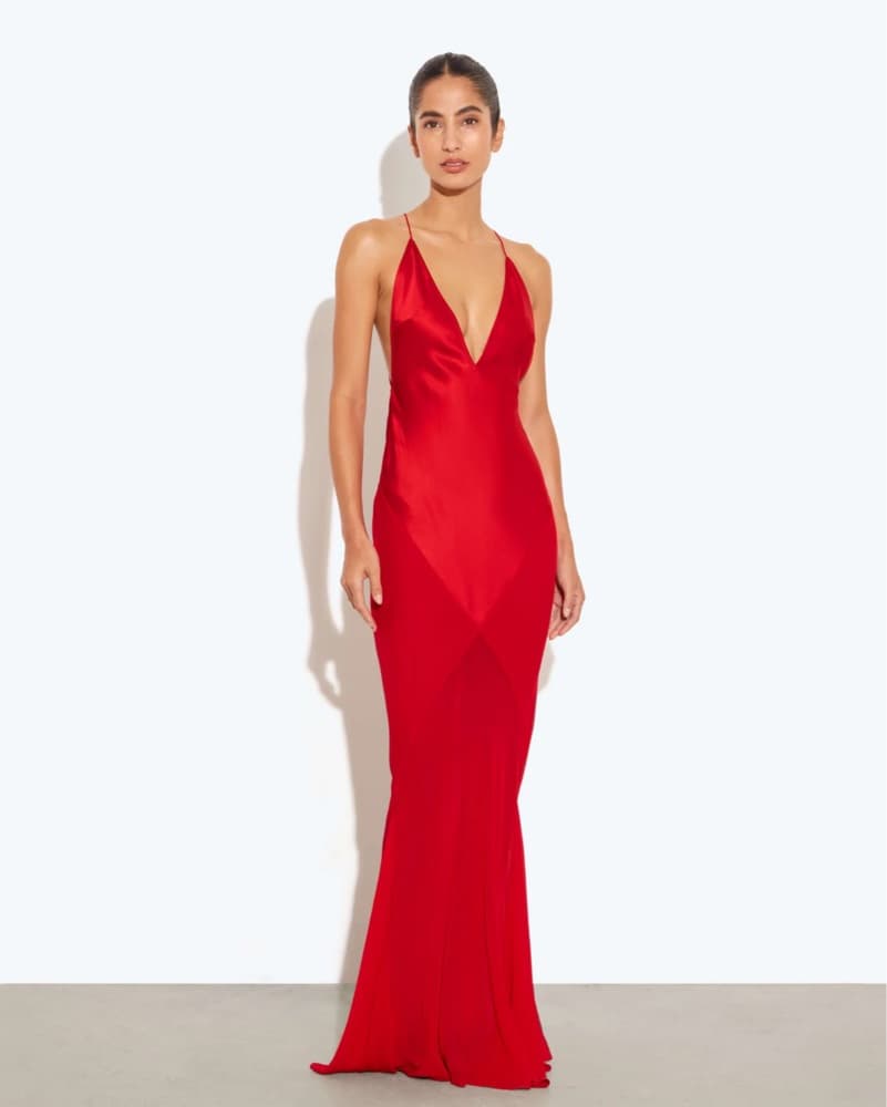 Rat & Boa Red Silk Slip Dress - Image 1