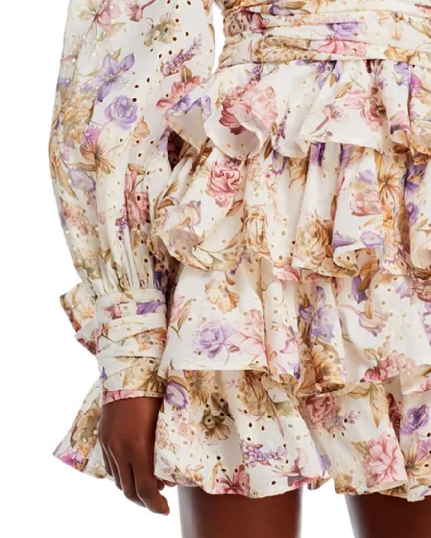 Line & Dot Floral Mini Dress - Image 2