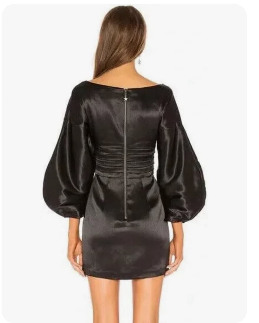 Black Puff Sleeve Mini Dress - Image 2