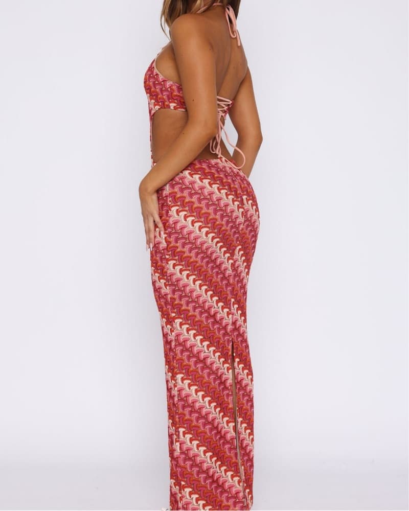 White Fox Knit Maxi Dress - Image 3