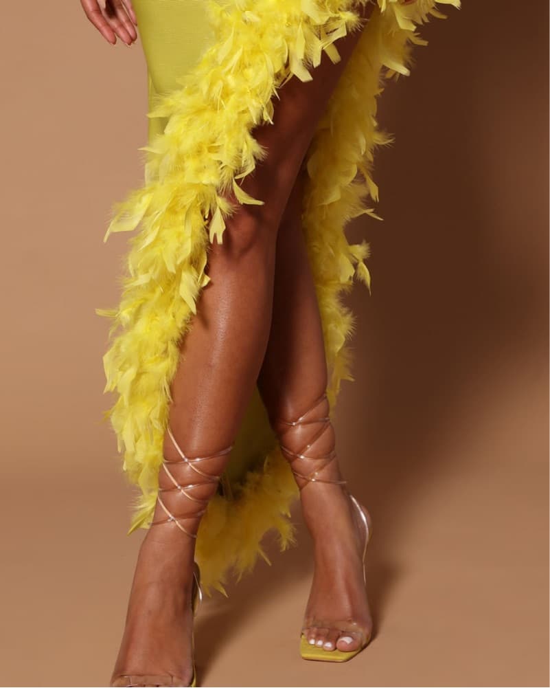 High Low Neon Feather Dress - Image 3