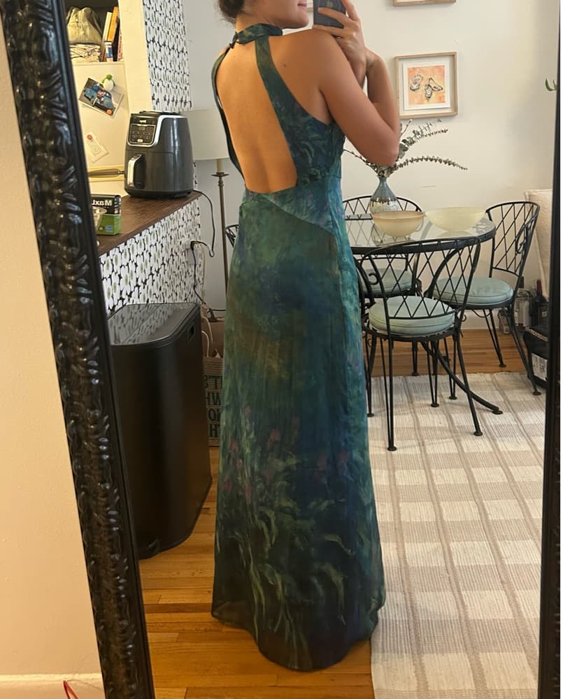 Green And Blue Backless Halter Dress - Image 6