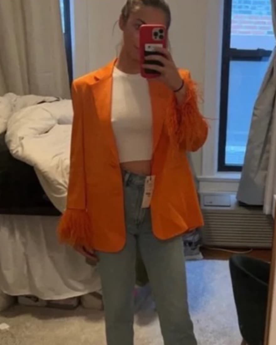 Feathered Orange Blazer  - Image 2