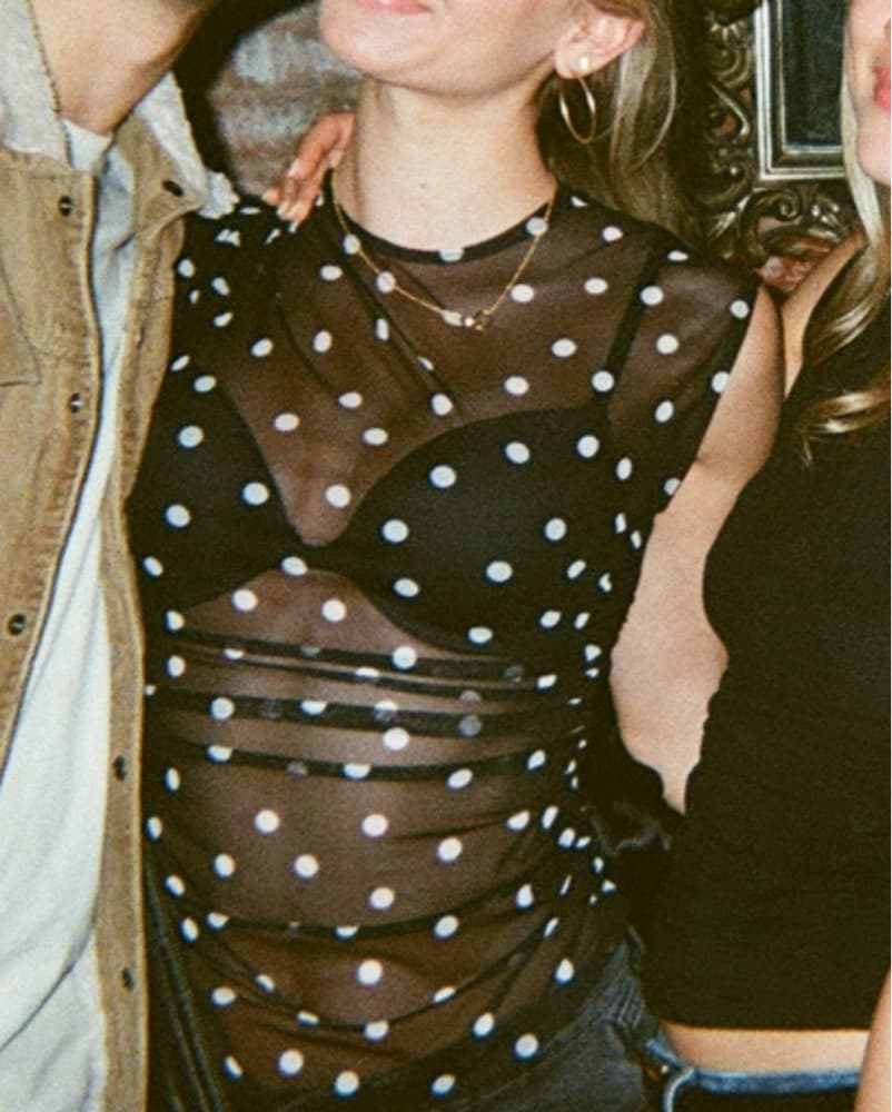 Black Sheer Polka Dot Top  - Image 3