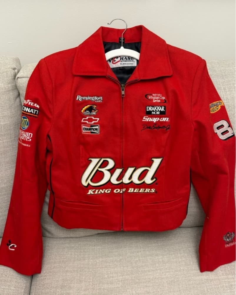 Vintage Red Budweiser Racing Jacket - Image 2