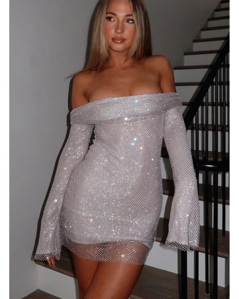 White Fox Back Track Sequin Mini Dress - Image 1