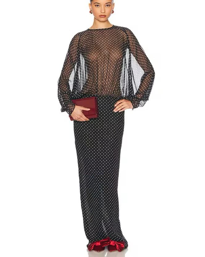 Helsa Sabrina Dress In Polka Dot - Image 1