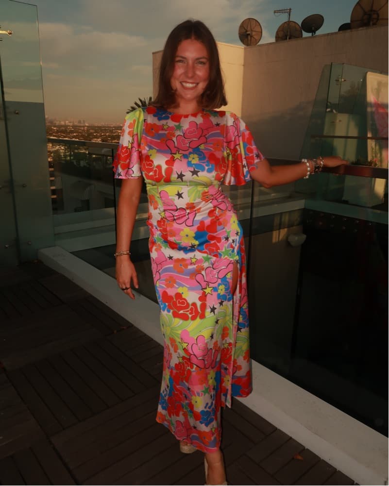 Bright Floral Groovy Maxi Dress - Image 1