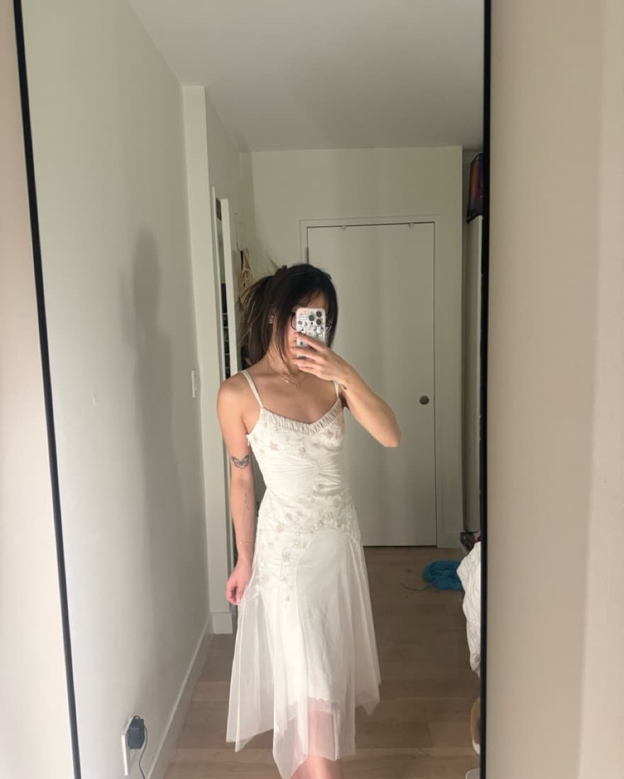 White Beaded Flowy Dress - Image 1