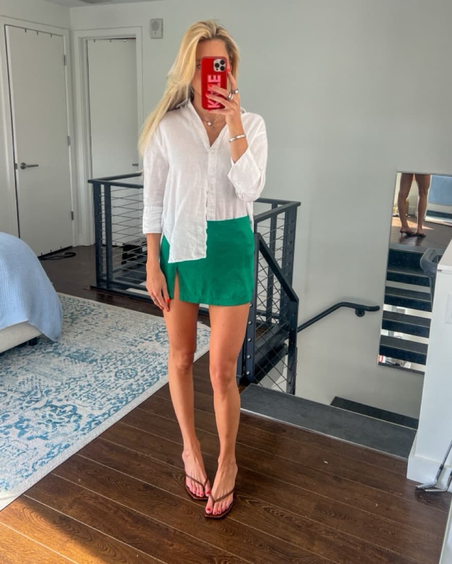 Amanda Uprichard Green Silk Dale Skort - Image 2