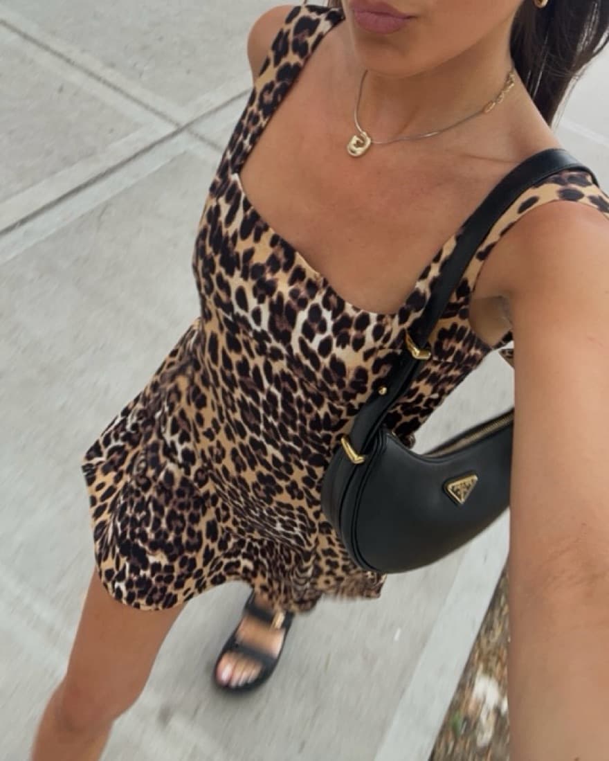 UO Bow Satin Mini Cheetah Dress - Image 3