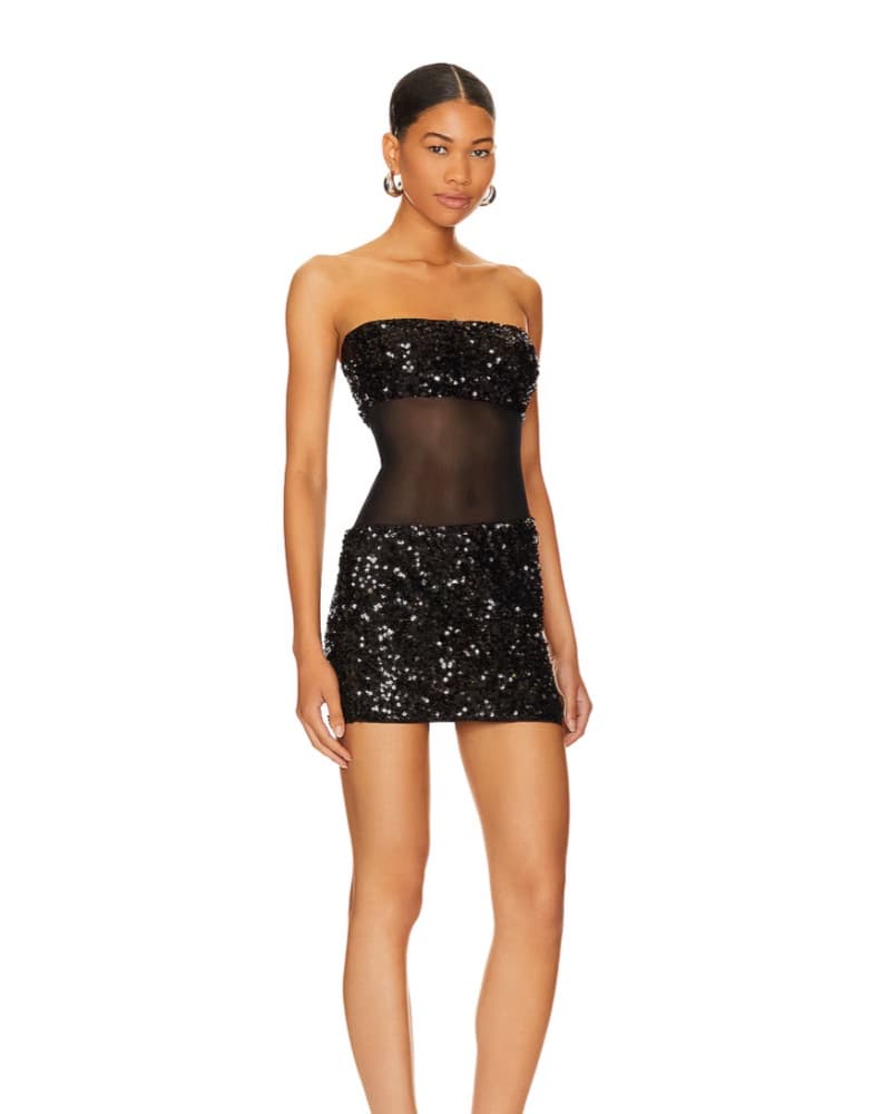 Black Sequin Mini Dress - Image 1