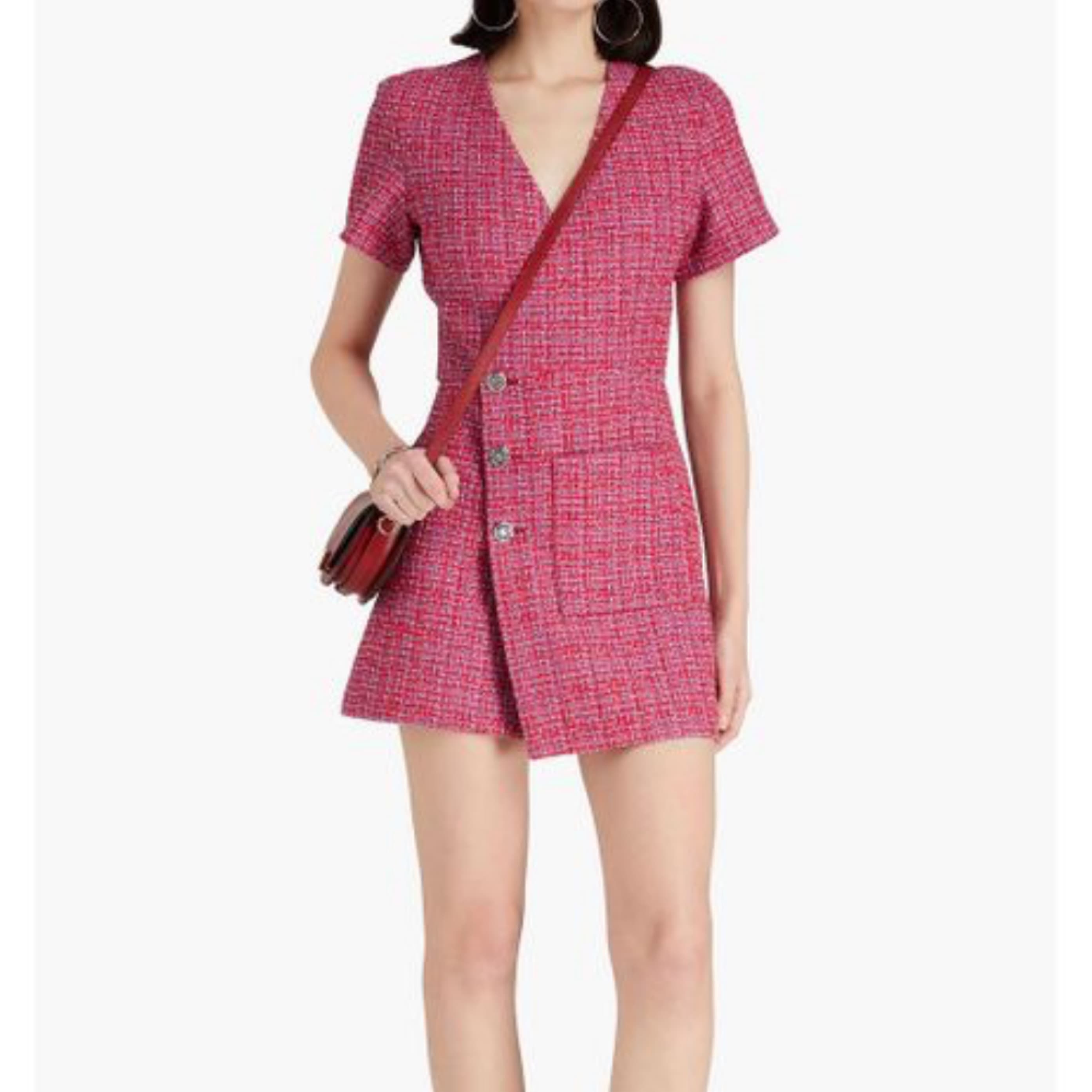 Maje Rolia Tweed Mini Wrap Dress - Image 2