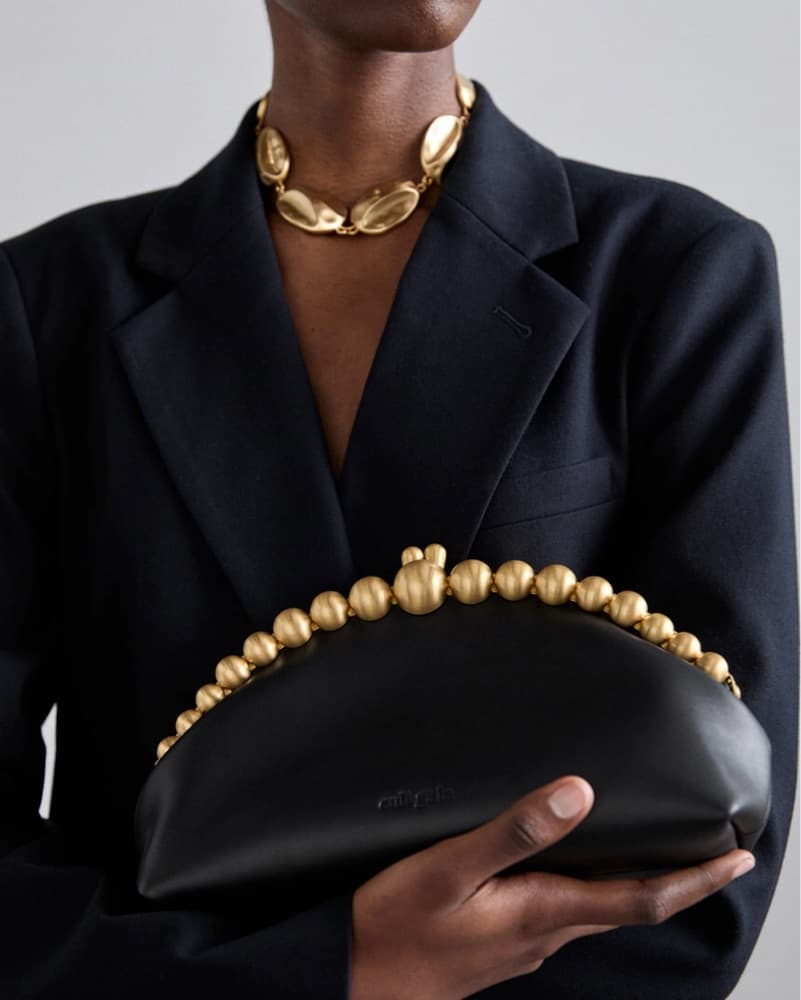 Cult Gaia Una Black Leather Clutch - Image 1