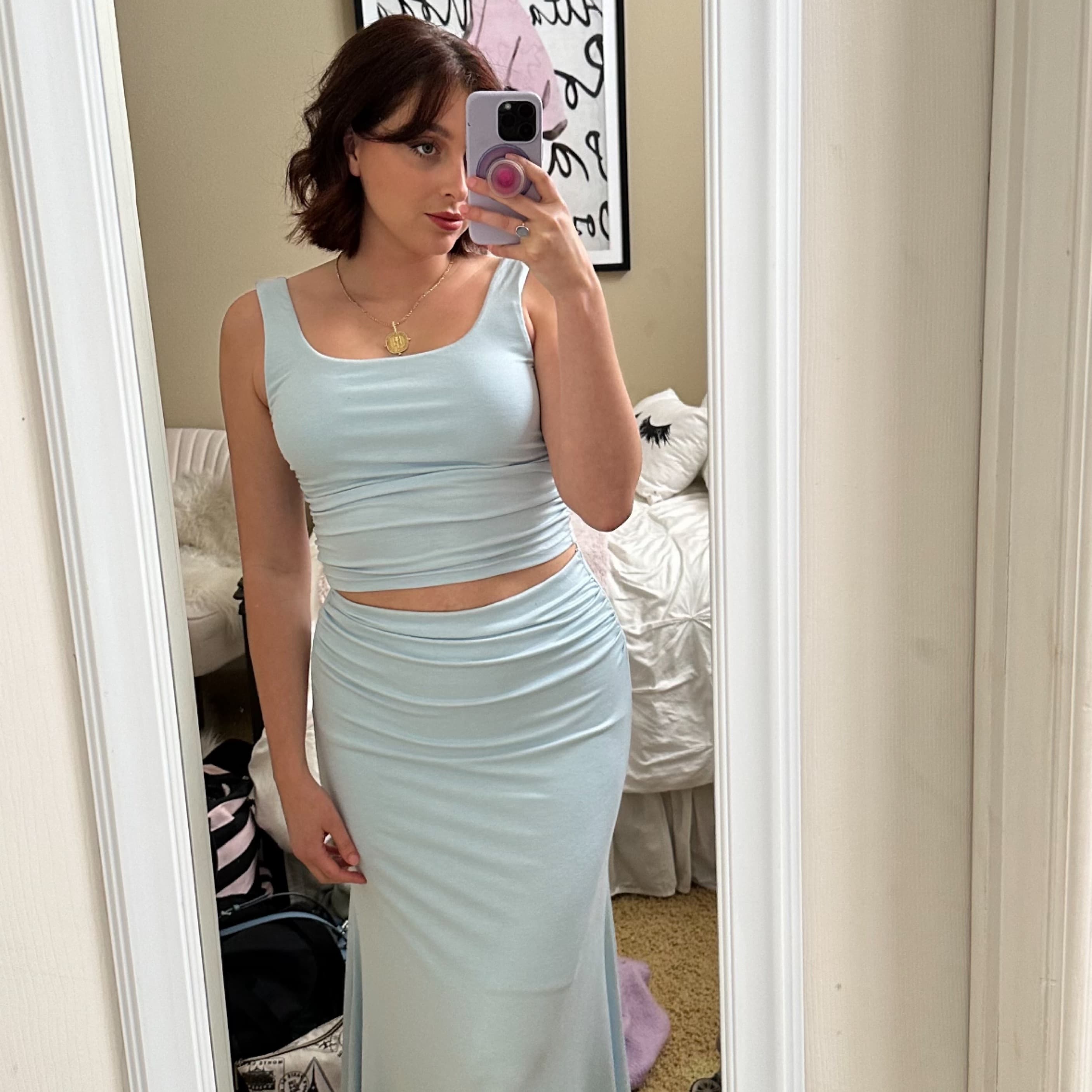Midi Skirt Tank Top Set Sky Blue Lrg - Image 6