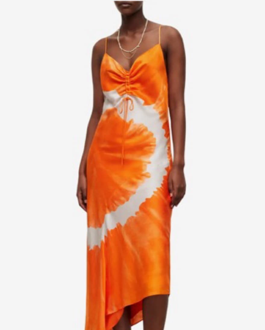 All Saints Orange Silk Dress - Image 1