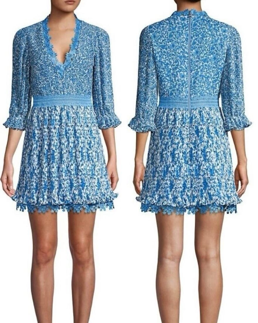 Alice and Olivia Blue Floral Midi Dress - Image 1
