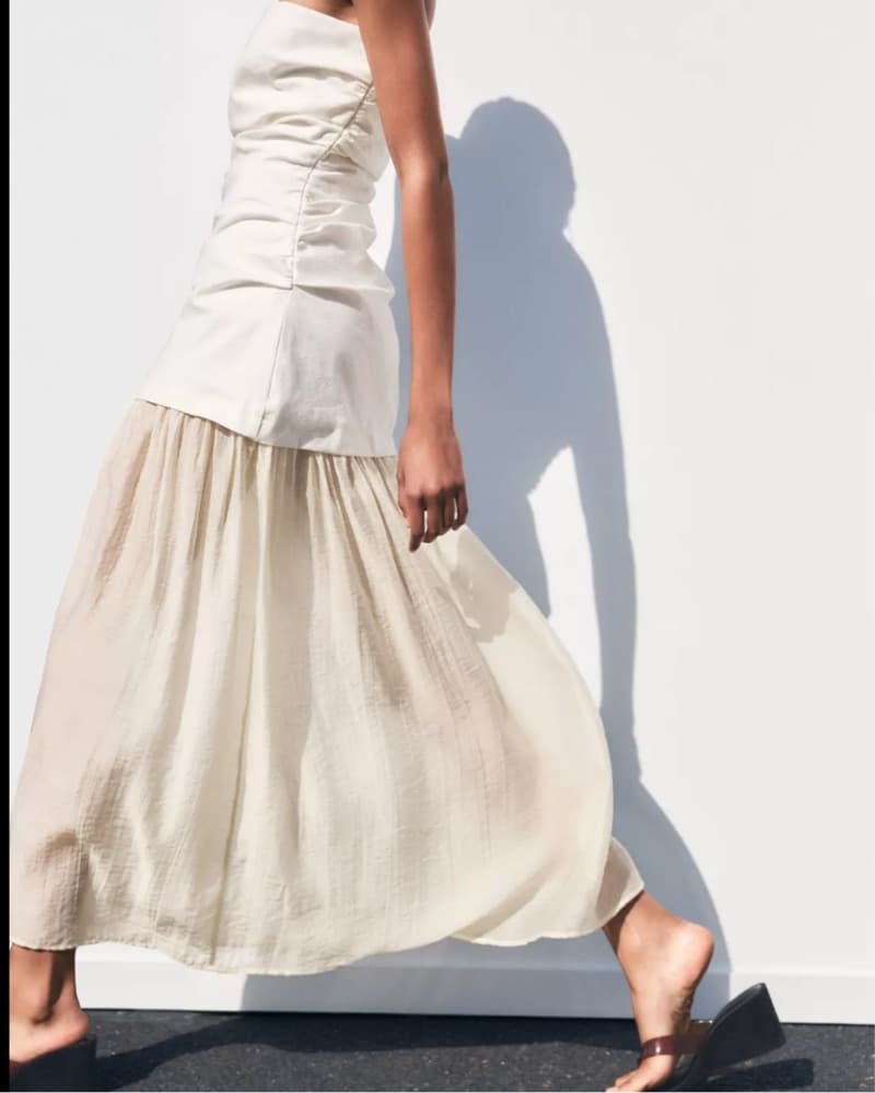 Zara Combibation Strapless Midi Dress - Image 3