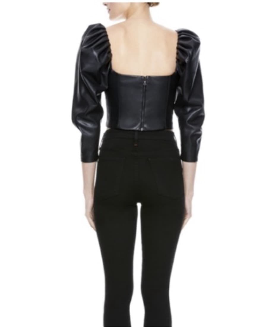 Alice & Olivia Vegan Leather Top - Image 3