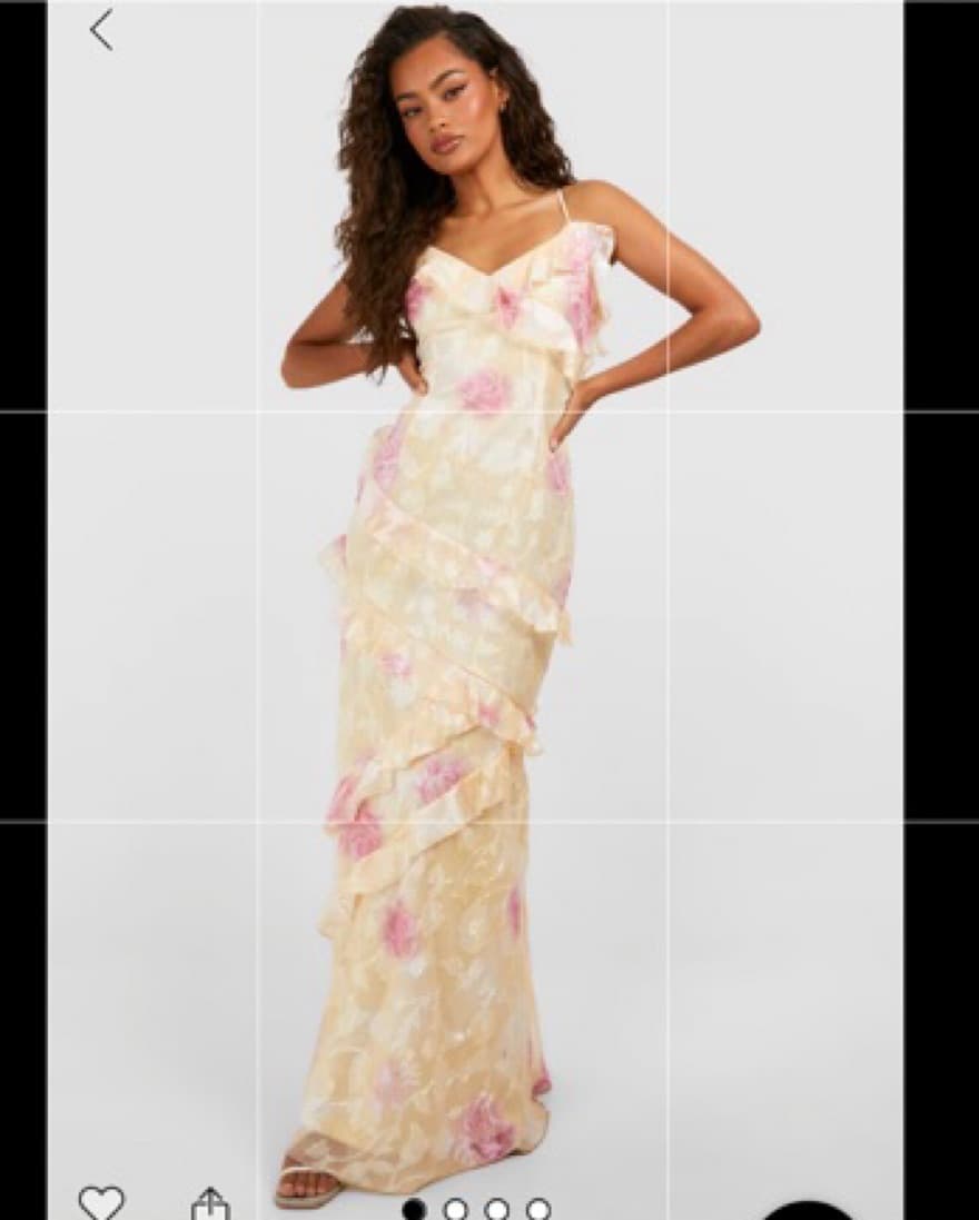 Yellow & Pink Accent Ruffle Maxi Dress - Image 1