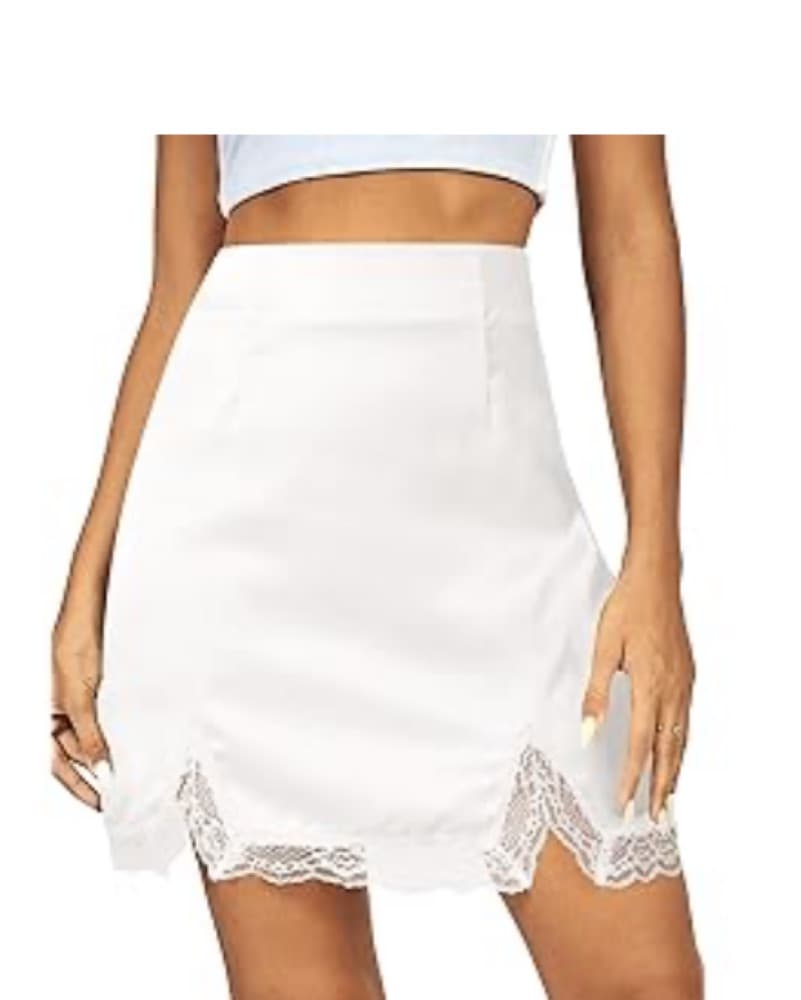 White Satin Mini Skirt - Image 1
