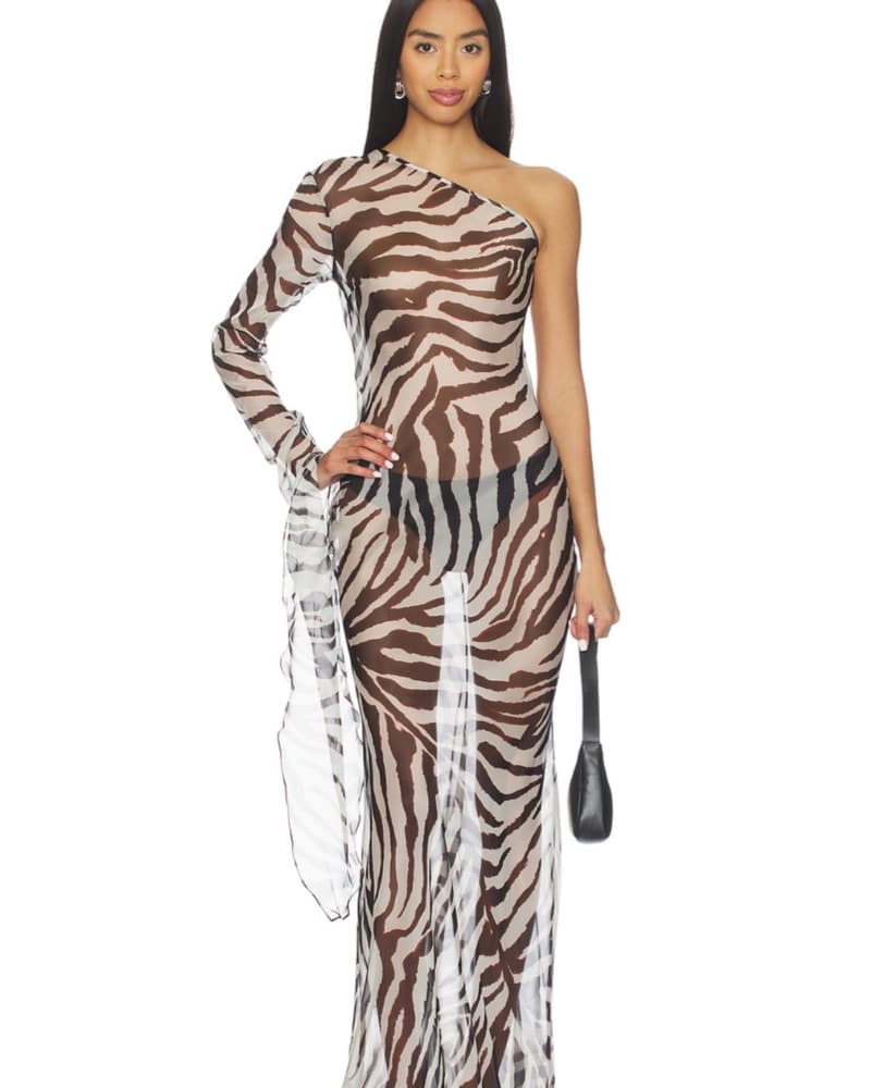 Zebra Print Maxi Dress in Black & White  - Image 3