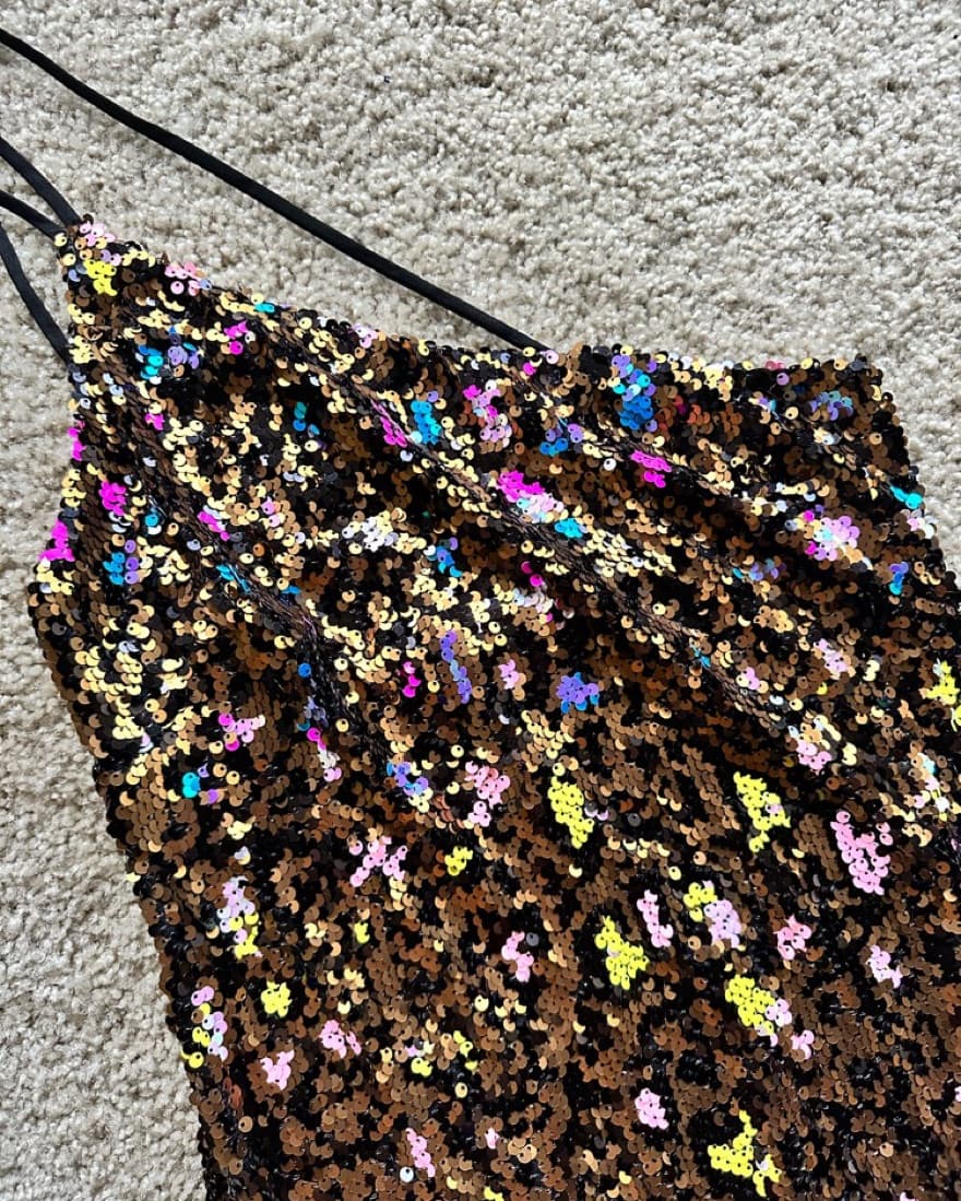 One Shoulder Sequin Mini Dress  - Image 3