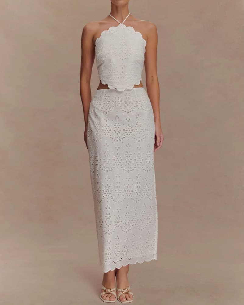 Elegant Eyelet Maxi Set - Image 1
