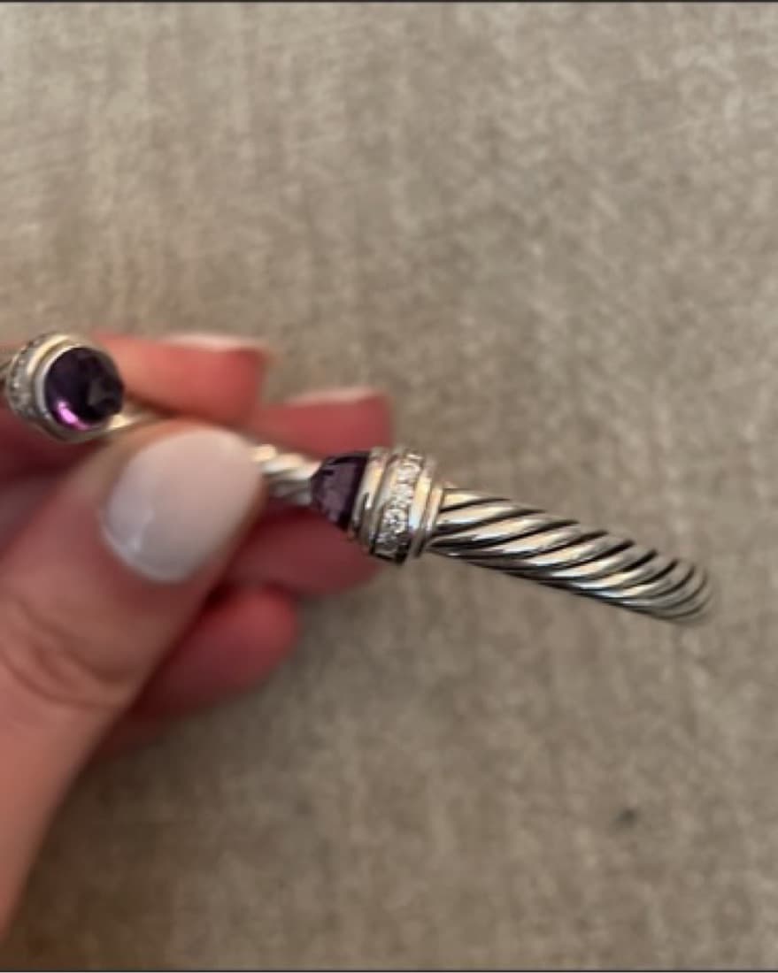 David Yurman Diamond & Amethyst Cuff - Image 1