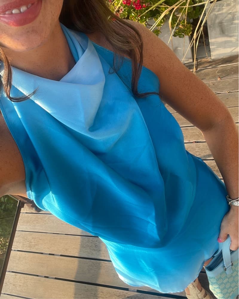 Hand Tie Dye Silk Blue Set  - Image 3