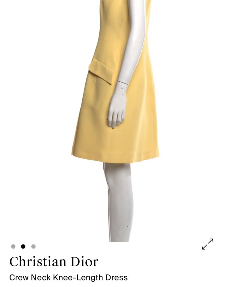 Christian Dior Yellow Crew Neck Dress - Image 2