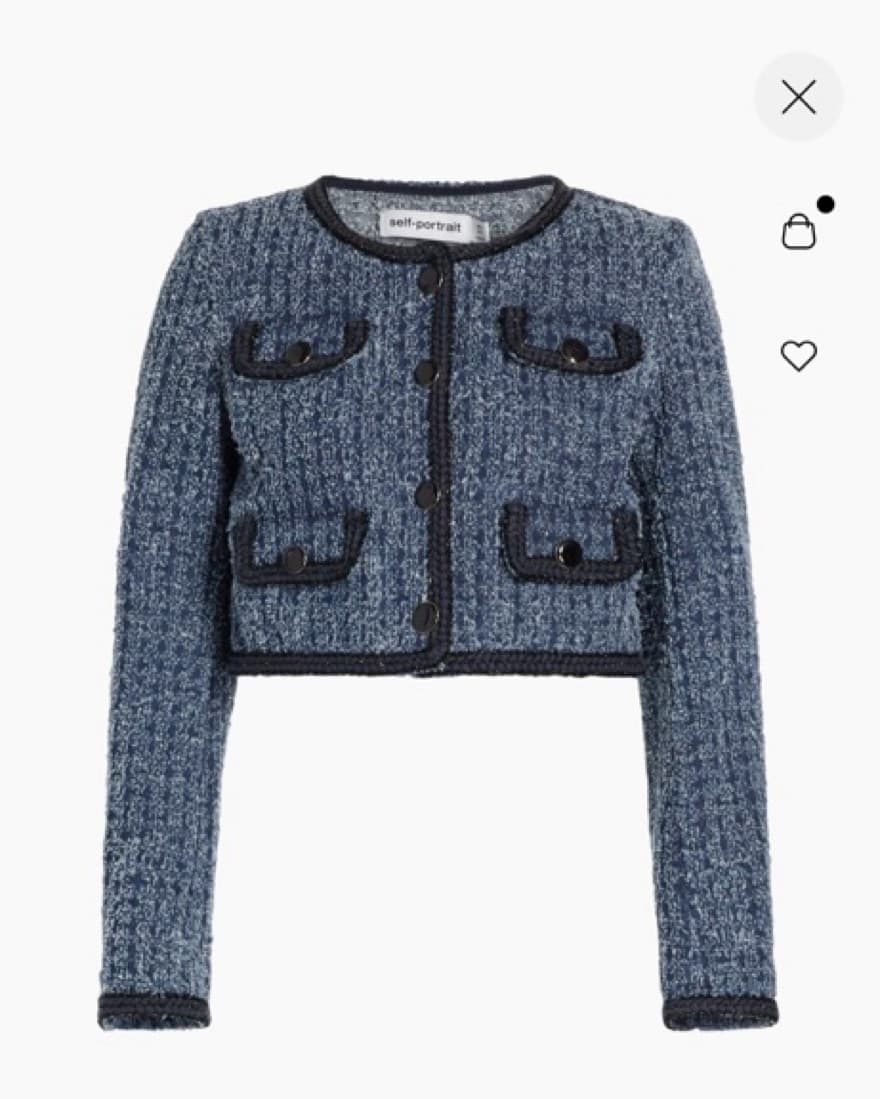 Self Portrait Textured Denim Jacket  - Image 1