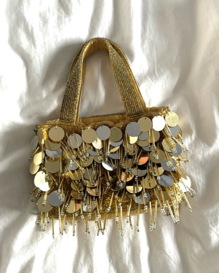 Gold Beaded Sequin Mini Bag - Image 1