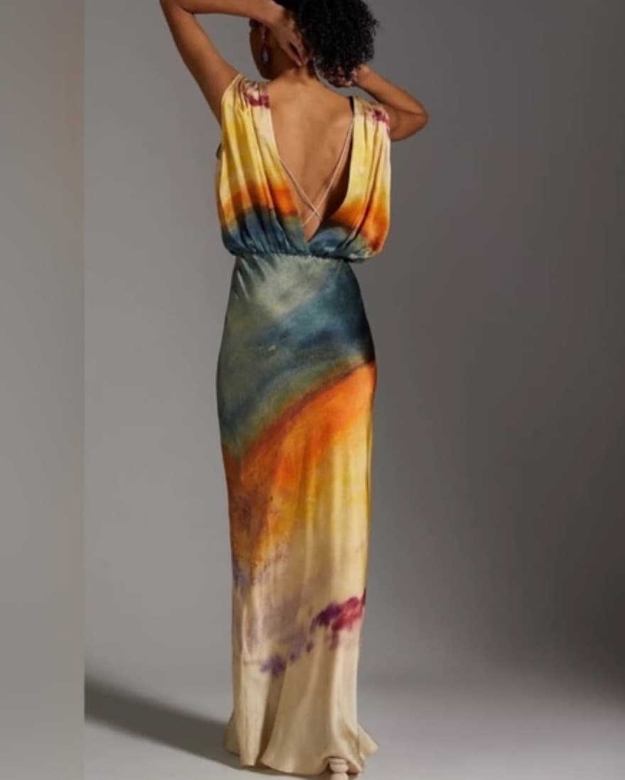 Mes Demoiselles Silk V-Neck Maxi Dress - Image 2