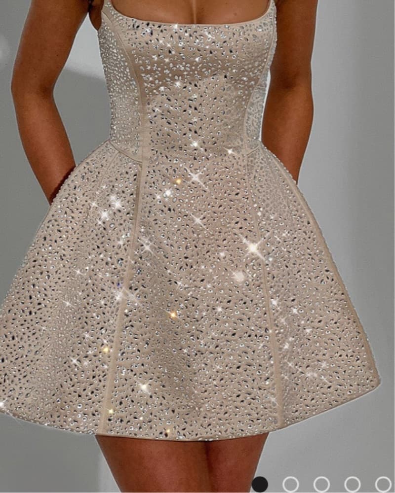 Sparkling Champagne Sequin Mini Dress - Image 2