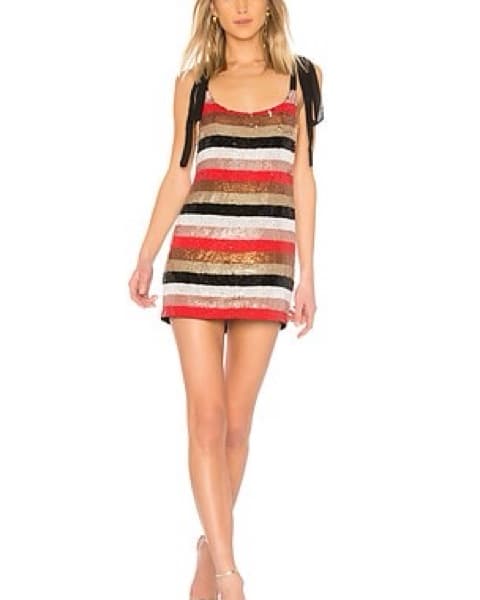 NBD Sequined Striped Mini Dress - Image 1