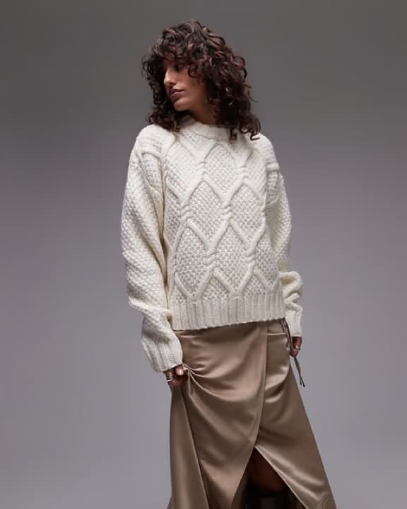 Top shop chunky oversized cable knit - Image 1
