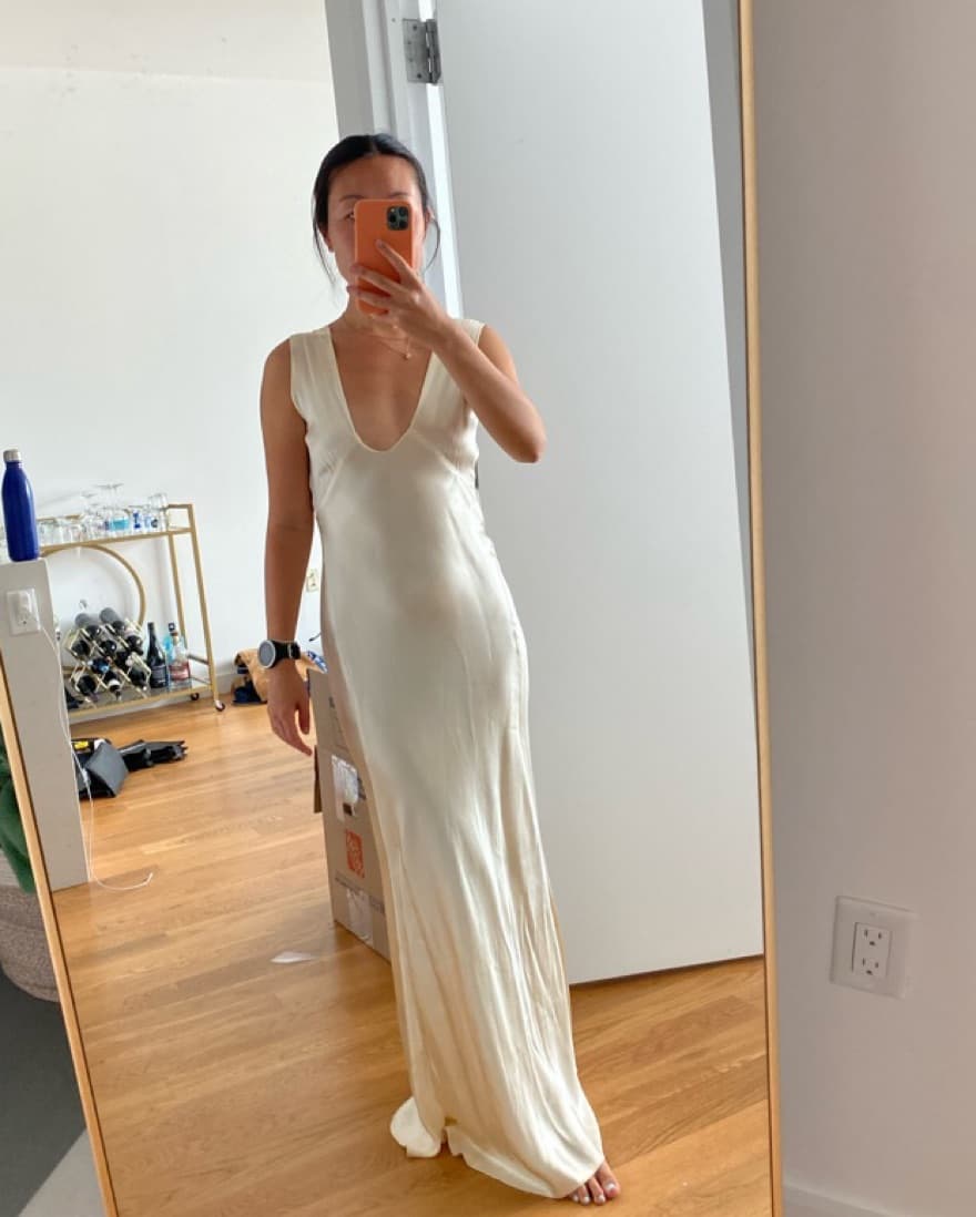 Vintage 100% Silk Bias Cut Wedding Dress - Image 4