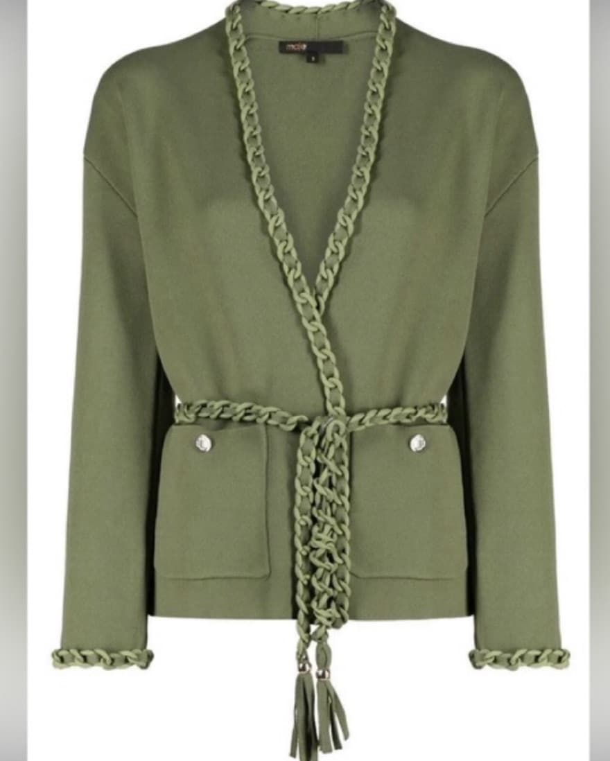MAJE Green Braided Wrap Cardigan - Image 2