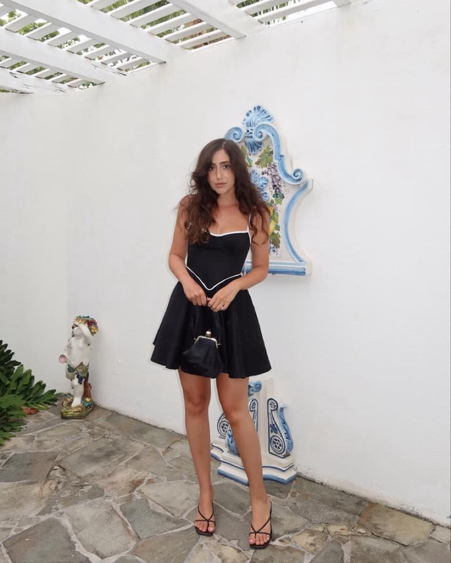 Helsa Cotton Sateen Mini Dress In Black - Image 4