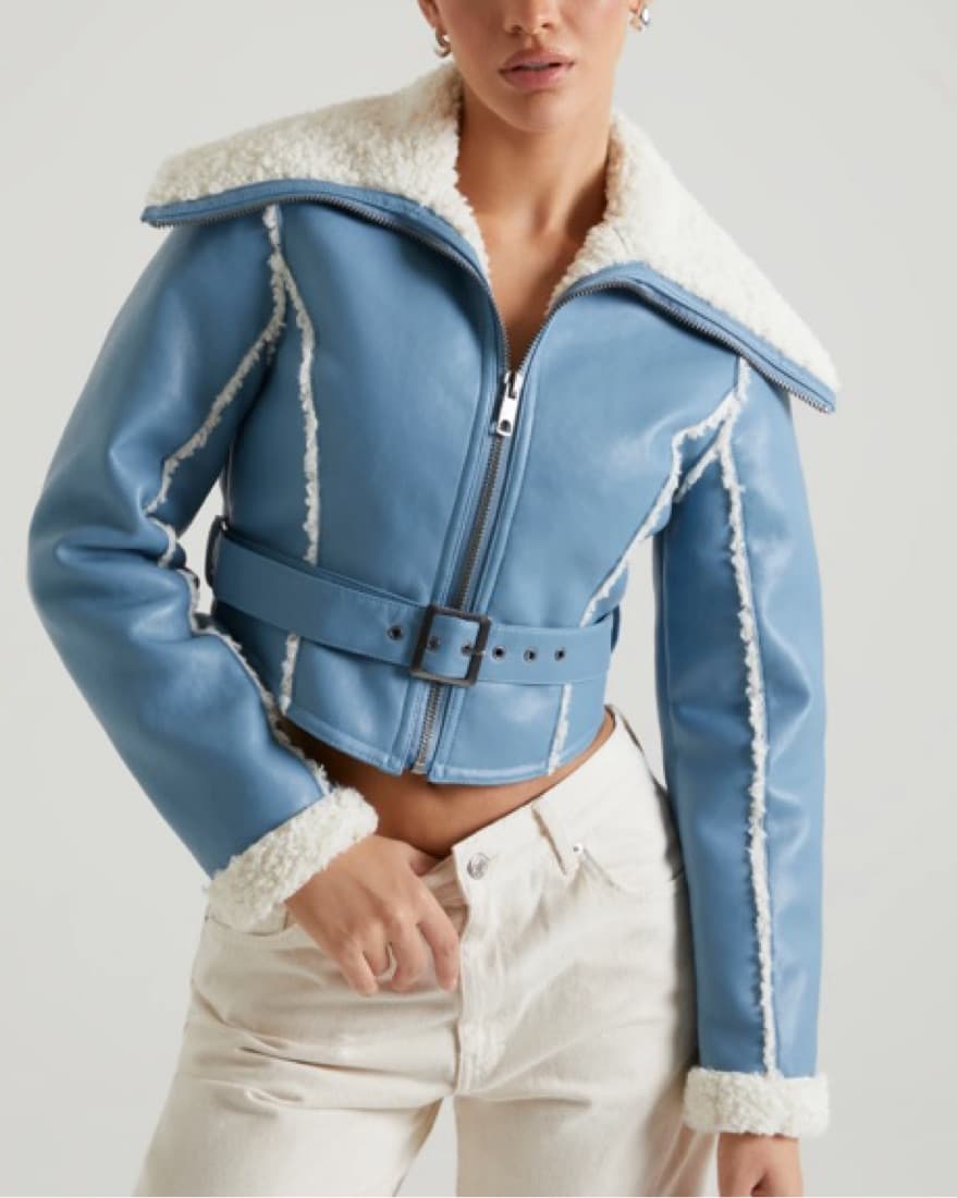 Jacket With Shearling Collar And Trim - Image 1