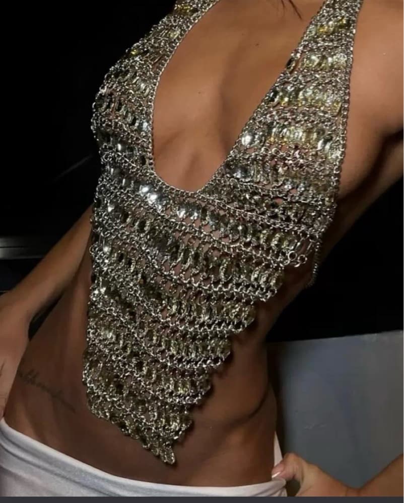 Handmade Crystal Beaded Top - Image 2